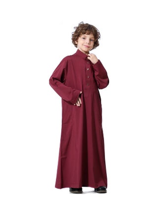فستان كورتا كاجوال بأكمام طويلة أحمر - v1621241860/N47457365V_2