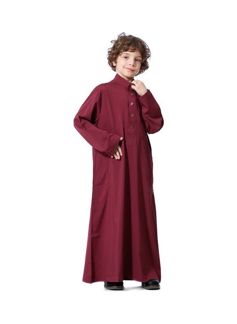 فستان كورتا كاجوال بأكمام طويلة أحمر