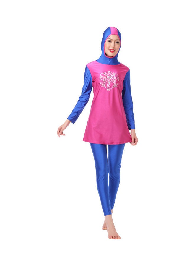طقم بوركيني كاجوال للحماية من الشمس أزرق وردي - Image 1