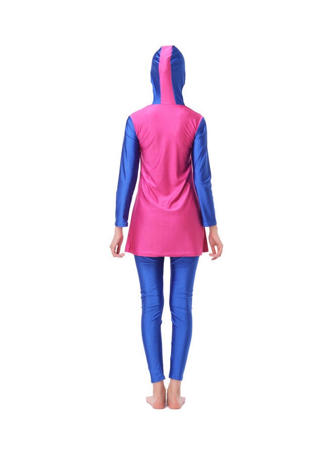 طقم بوركيني كاجوال للحماية من الشمس أزرق وردي - Image 2