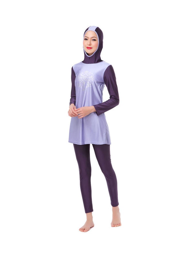 طقم بوركيني كاجوال للحماية من الشمس رمادي / بنفسجي - Image 1