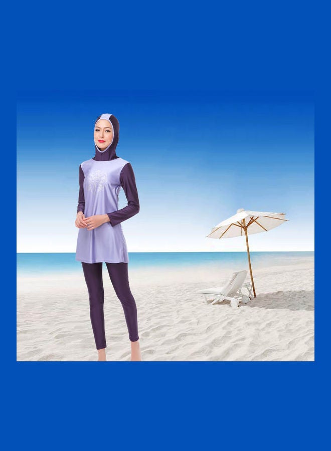 طقم بوركيني كاجوال للحماية من الشمس رمادي / بنفسجي - Image 4