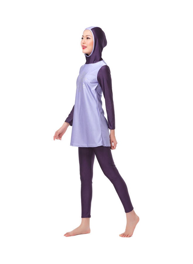 طقم بوركيني كاجوال للحماية من الشمس رمادي / بنفسجي - Image 3