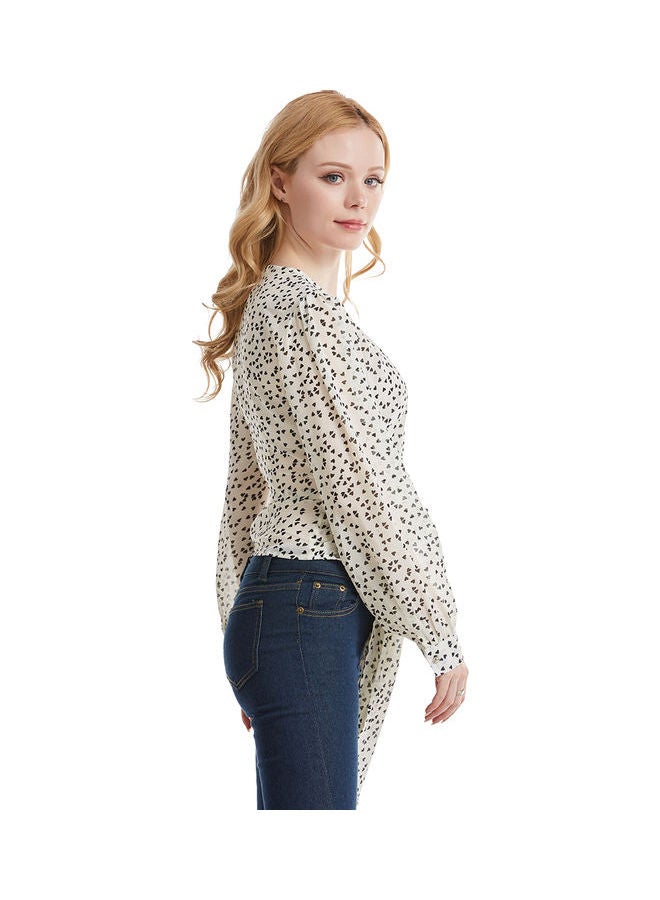 Dot Print Ribbon Top White/Black - Image 5