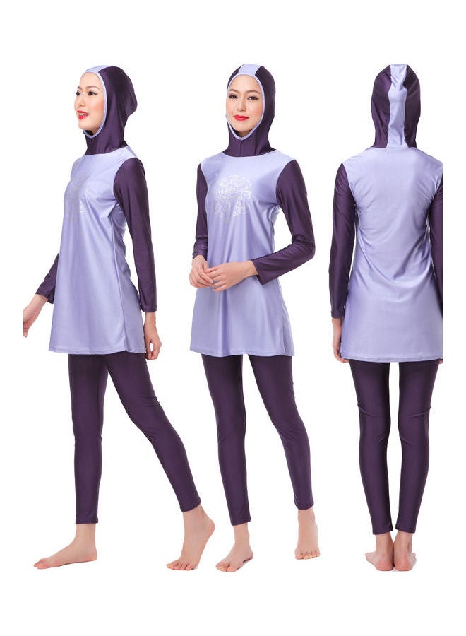 طقم لباس سباحة مضاد للتمزق مكون من قطعتين أرجواني - Image 4