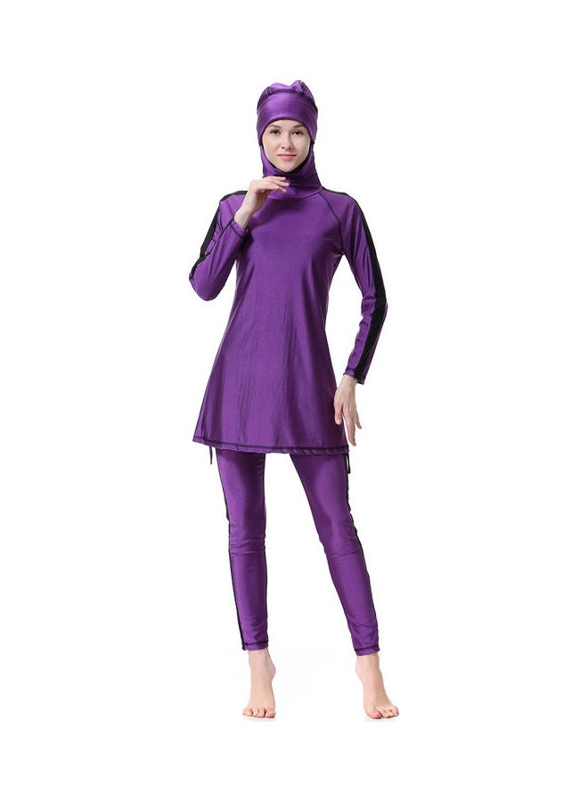 طقم لباس سباحة مضاد للتمزق مكون من قطعتين أرجواني  - Image 1