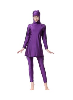 Generic 2-Piece Anti-Exposure Swimwear Set Purple  - Image 3