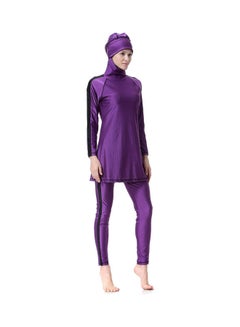 Generic 2-Piece Anti-Exposure Swimwear Set Purple  - Image 4