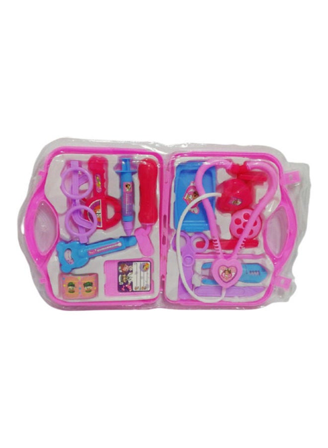 مجموعة أدوات طبية للأطفال مكونة من 15 قطعة - وردي