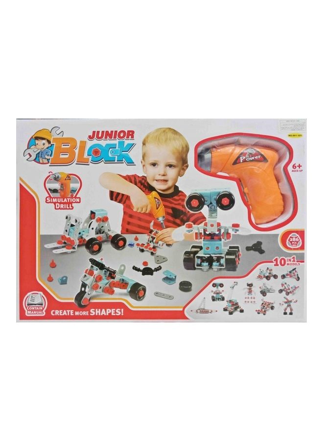 طقم مثقاب محاكاة 10 في 1 للأطفال مكون من 286 قطعة - Image 1