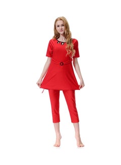 Generic 3-Piece Anti-Exposure Swimwear Set Red  - Image 3