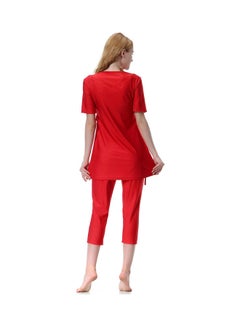 Generic 3-Piece Anti-Exposure Swimwear Set Red  - Image 2