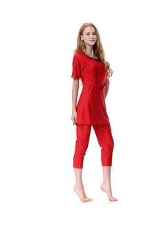 Generic 3-Piece Anti-Exposure Swimwear Set Red  - Image 4