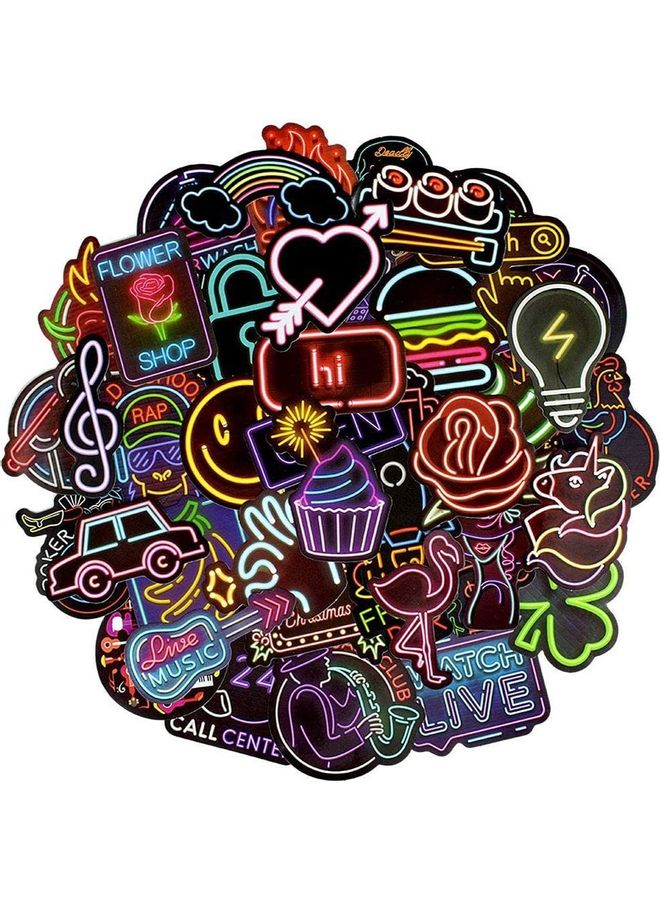 50-Piece Waterproof Vinyl Sticker Multicolour