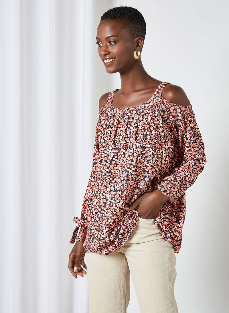 Aila - Casual Floral Printed Top Black Aop - Image 1