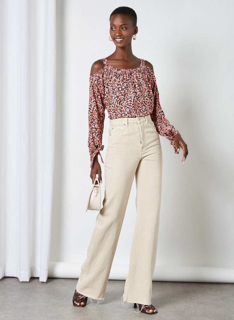 Aila - Casual Floral Printed Top Black Aop - Image 1
