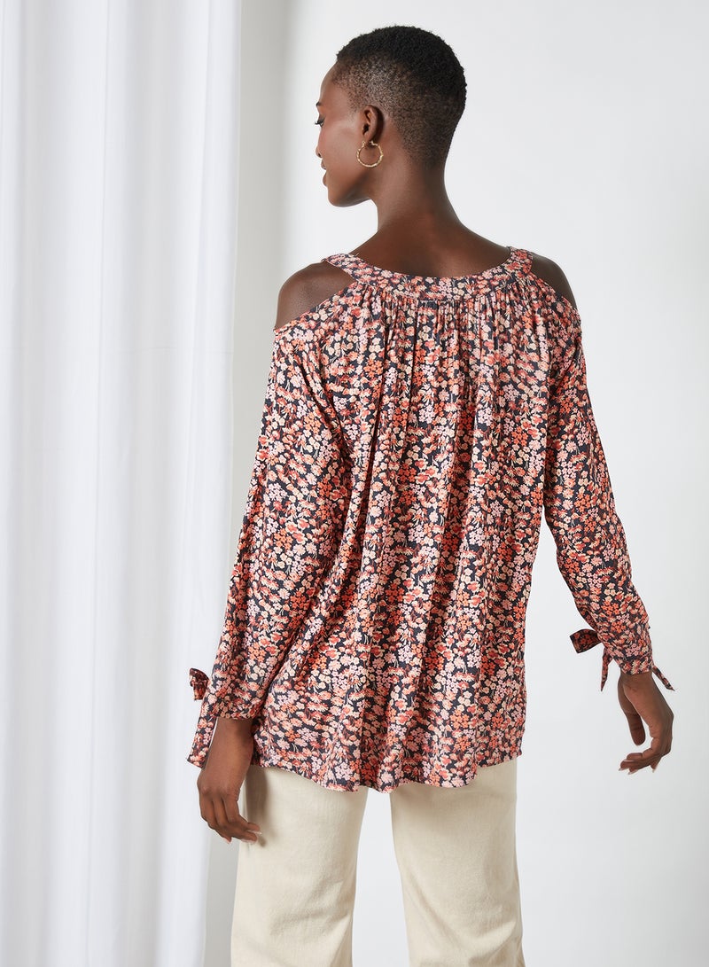 Aila - Casual Floral Printed Top Black Aop - Image 1