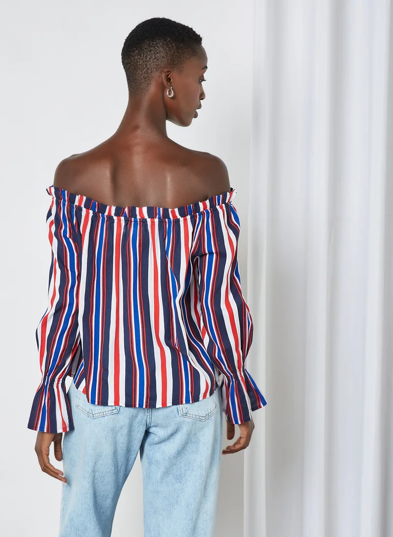 Aila Casual Striped Pattern Blouse Multicolour Stripe