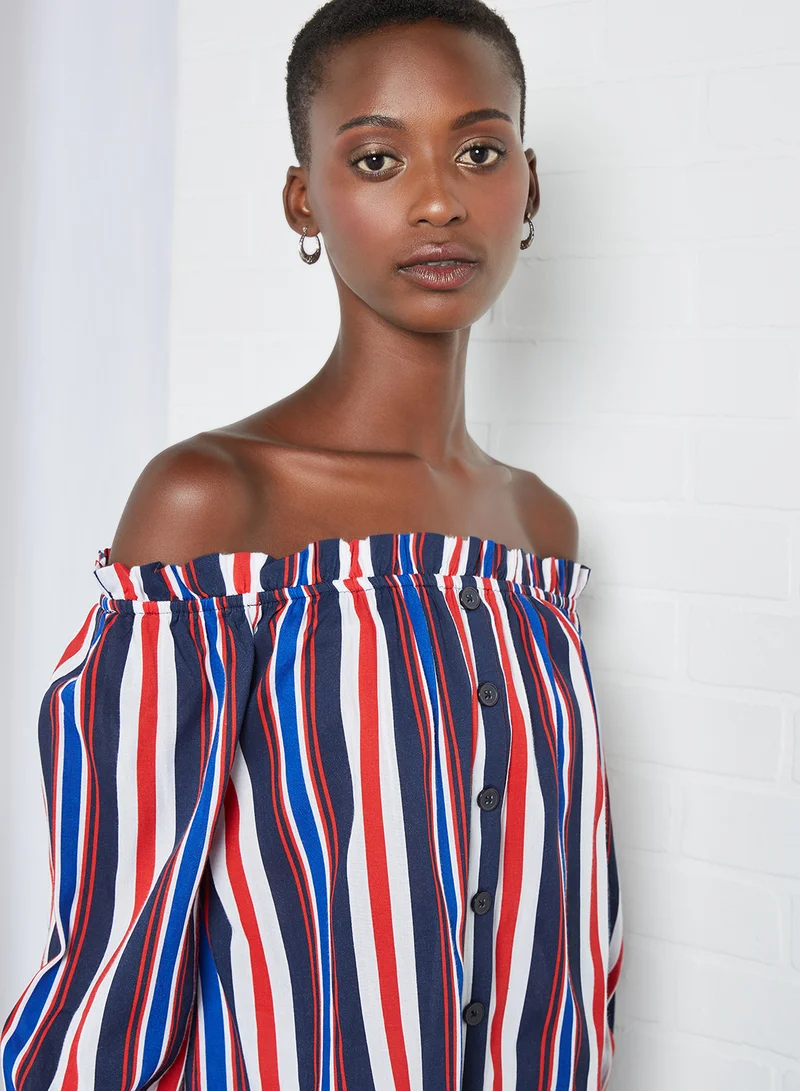 Aila Casual Striped Pattern Blouse Multicolour Stripe