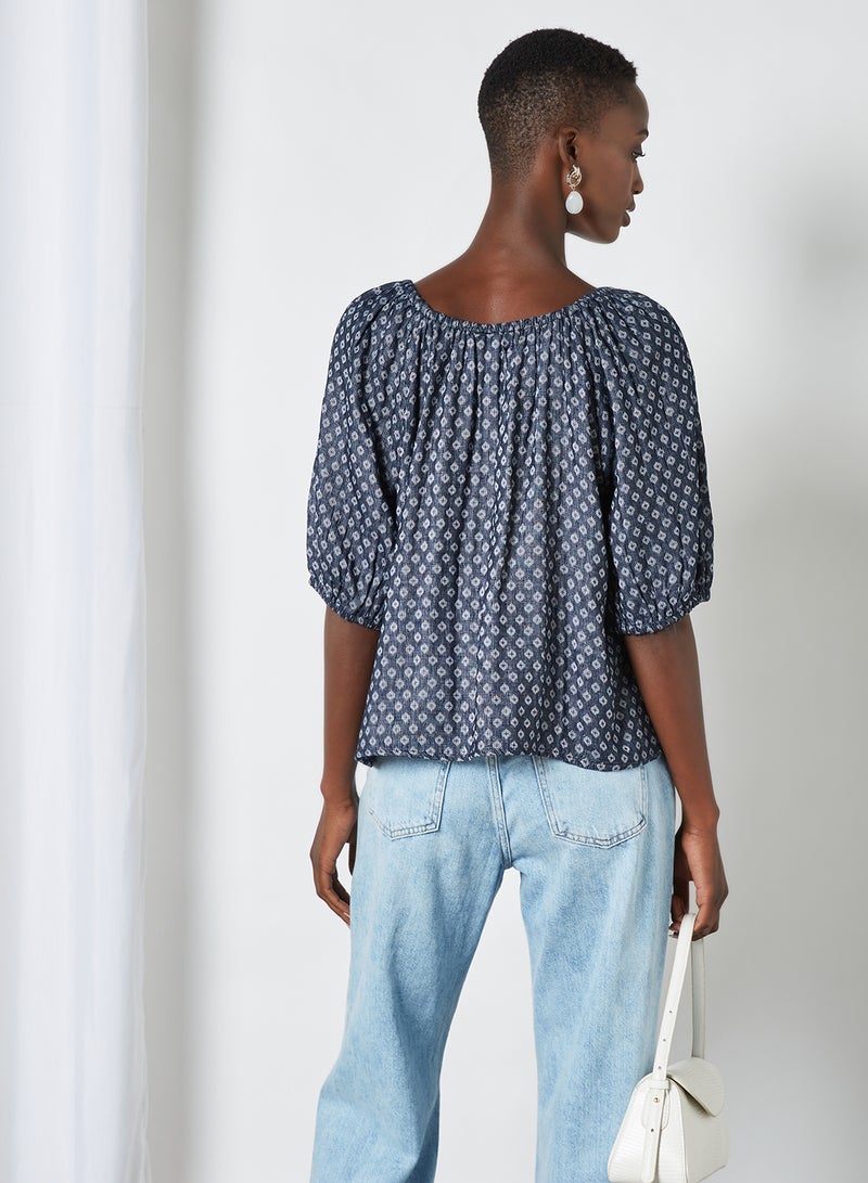 Aila Casual Off Shoulder Printed Blouse Black Aop  - Image 3