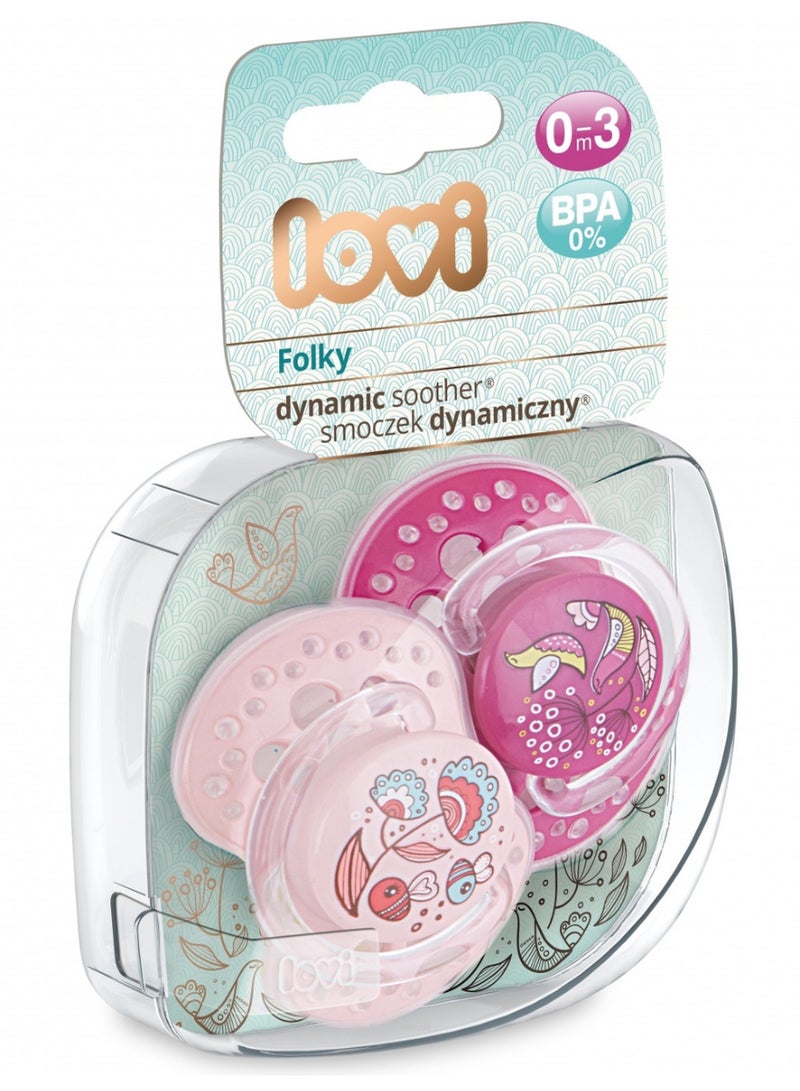 lovi 2-Piece Folky Girl Silicone Dynamic Soother 0-3 Months 22 841  - Image 3