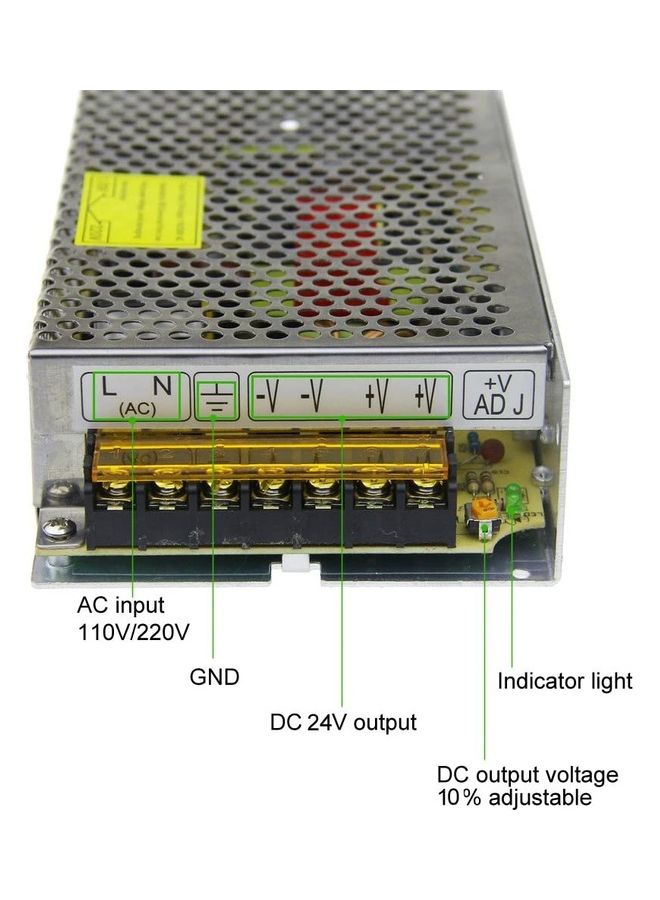 TOMVISION - 24V 10A 240W SMPS AC to DC Switching Mode Power Supply Silver - Image 1