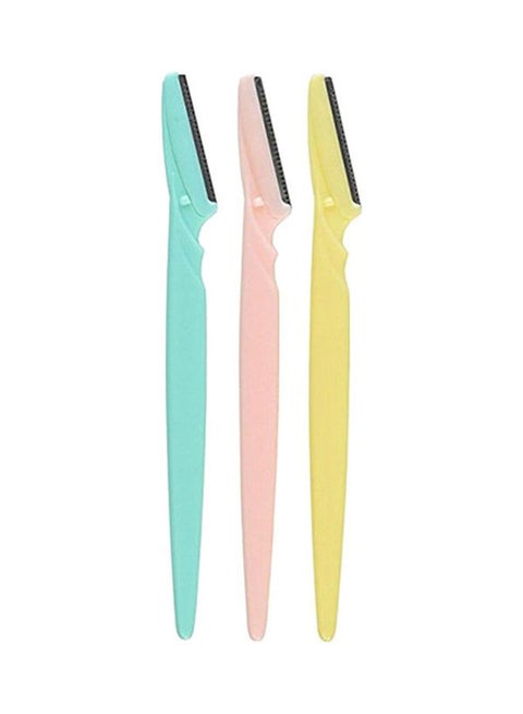 3-Piece Face And Eyebrow Hair Removal Safety Razor Multicolour