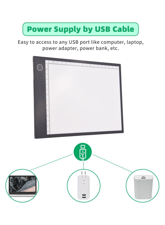 Generic A5 LED Ultra-Thin Drawing Board with Scale Black/White  - Image 4