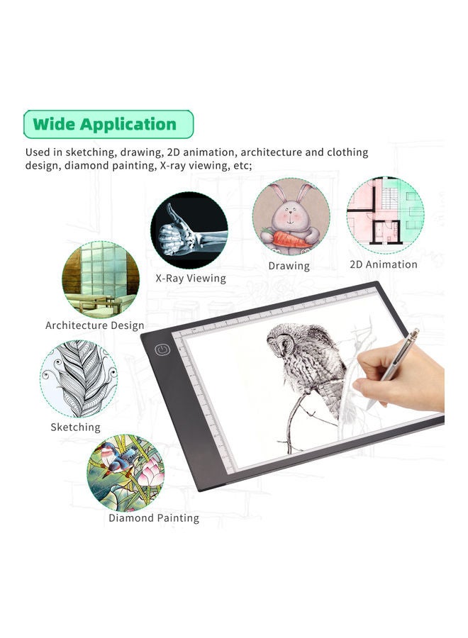Generic A5 LED Ultra-Thin Drawing Board with Scale Black/White  - Image 5