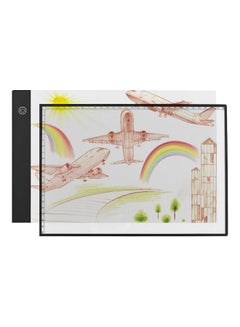 A4 LED Light Ultra-Thin Drawing Board with Separate Scaled Panel Holder Clamp Black/Transparent