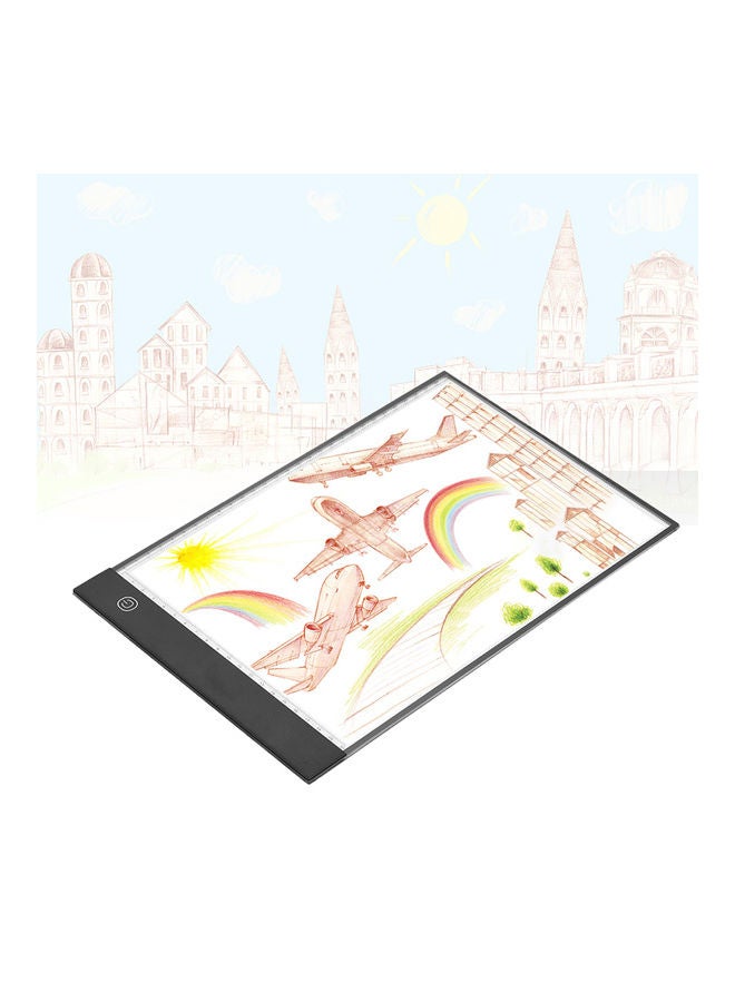 Generic - A4 LED Light Ultra-Thin Drawing Board with Separate Scaled Panel Holder Clamp Black/Transparent - Image 1