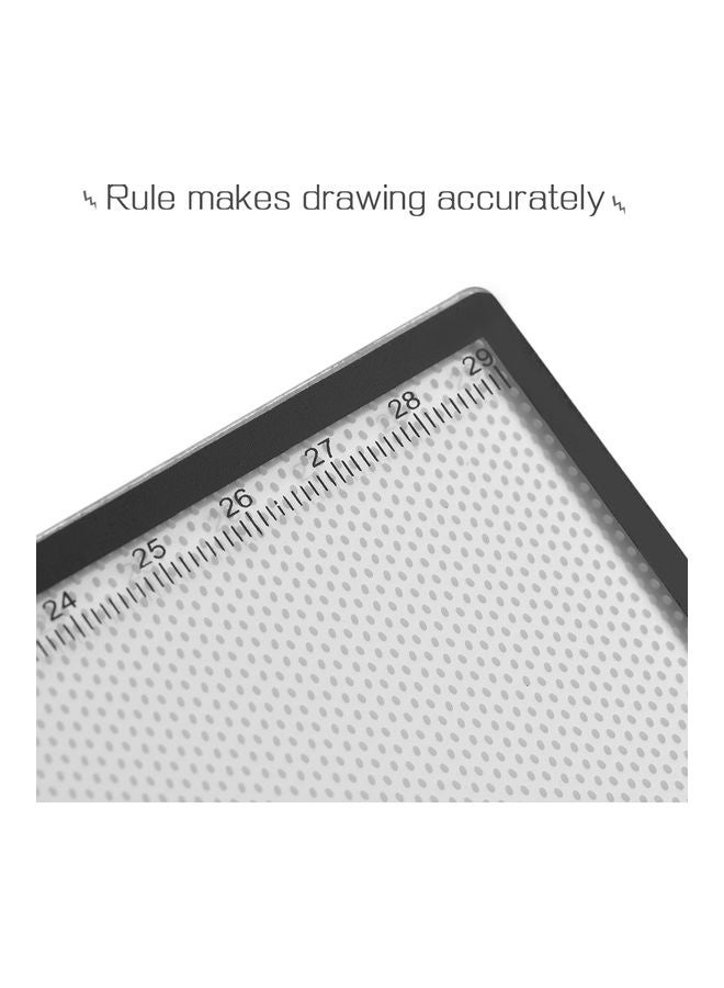 Generic - A4 LED Light Ultra-Thin Drawing Board with Separate Scaled Panel Holder Clamp Black/Transparent - Image 1