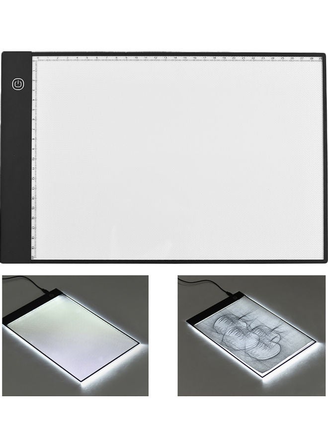 Generic - A4 LED Light Ultra-Thin Drawing Board with Separate Scaled Panel Holder Clamp Black/Transparent - Image 1