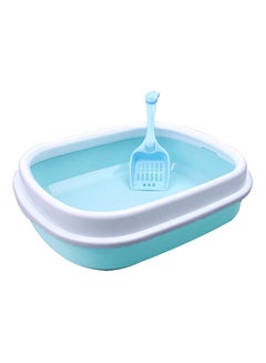 Cat Litter Box Large With High Sides And Scooper Blue 47x39x13cm