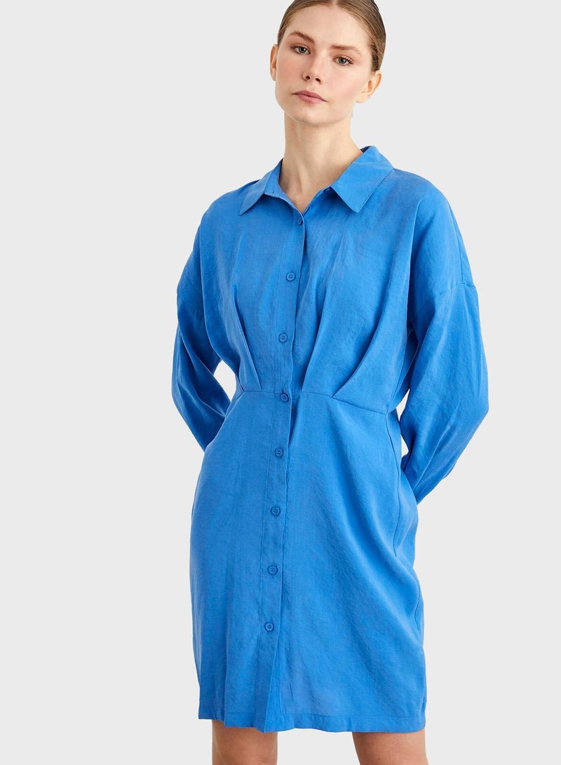 Pleated Shirt Dress Blue - v1621251618/N47481641V_1