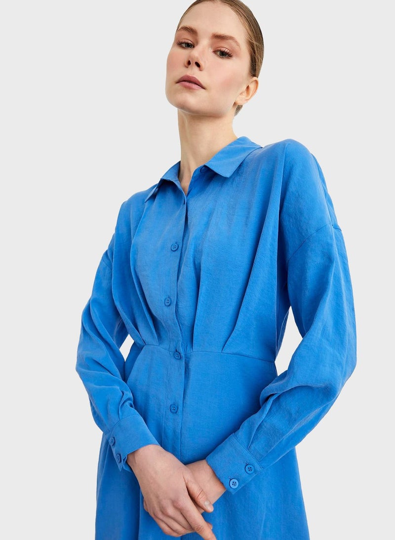 Adl Pleated Shirt Dress Blue - Image 3
