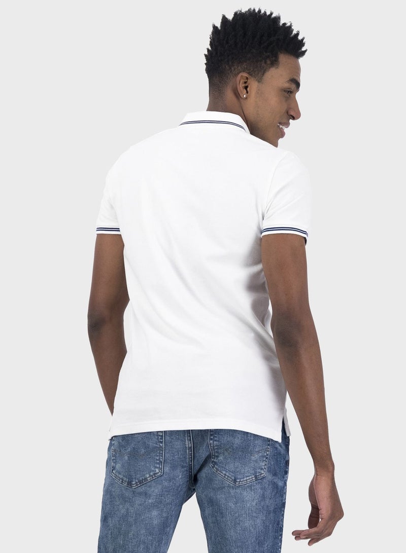 American Eagle Tipped Logo Detail Polo White  - Image 2