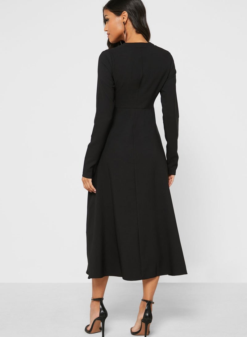Khizana Placket Detail Midi Dress Black  - Image 2