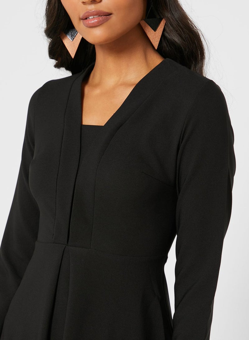 Khizana Placket Detail Midi Dress Black  - Image 3