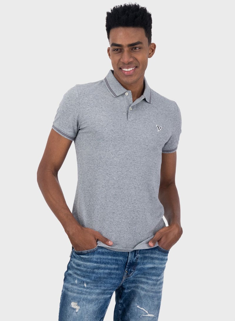 American Eagle Tipped Slim Fit Polo Grey - Image 1