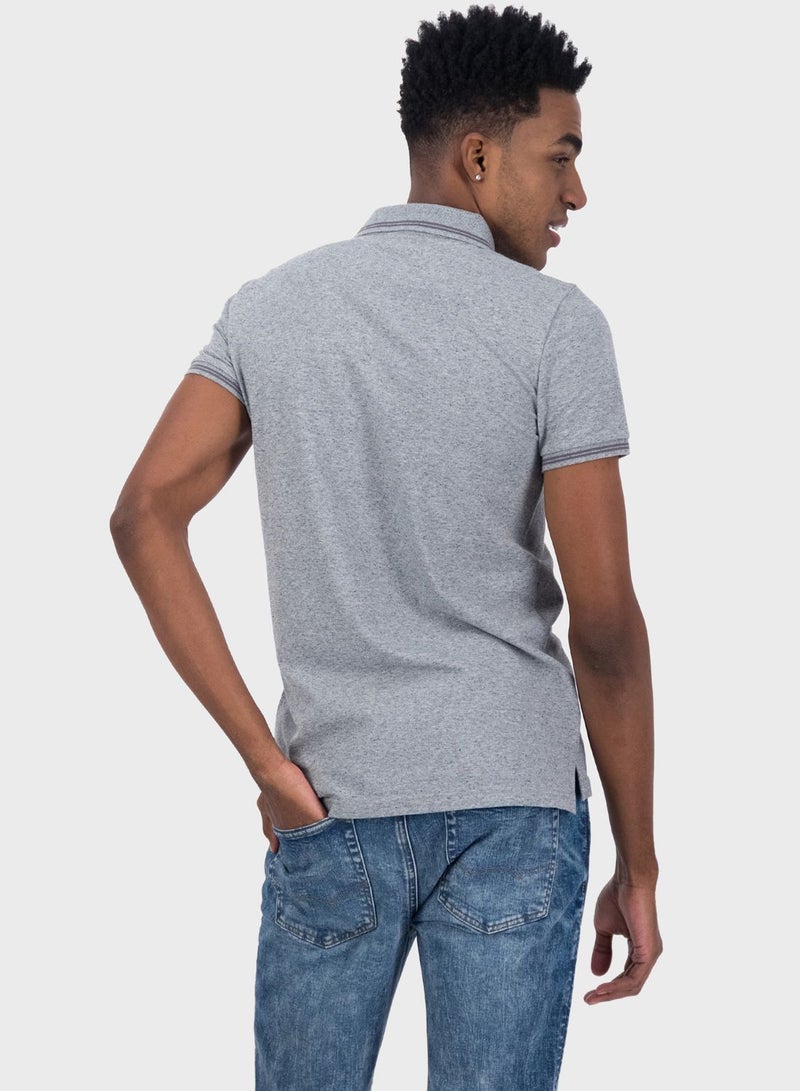 American Eagle Tipped Slim Fit Polo Grey - Image 2