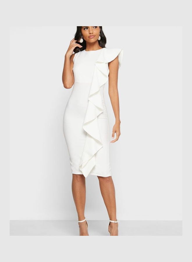Ella Limited Edition Ruffle Detail Dress White  - Image 1