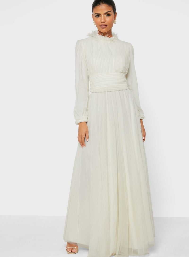 Khizana - Ruched Detail Dress White - Image 1