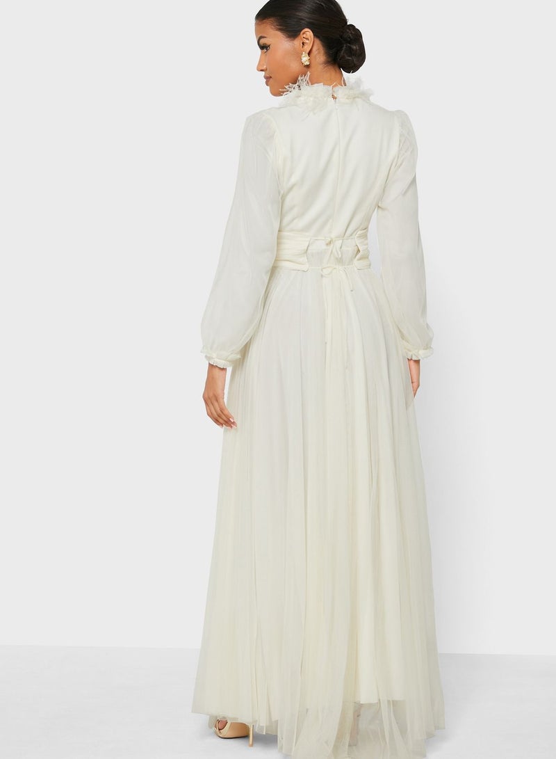 Khizana - Ruched Detail Dress White - Image 1