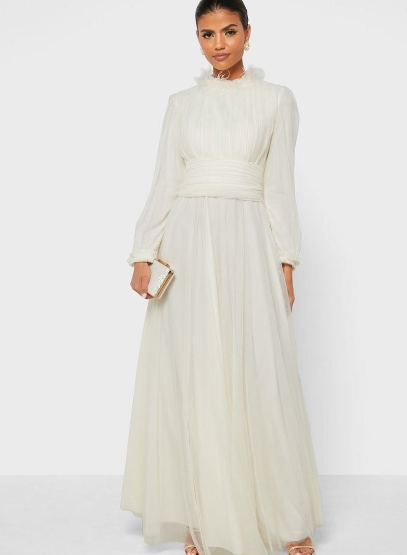 Khizana - Ruched Detail Dress White - Image 1