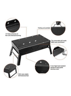 Generic Portable BBQ Charcoal Grill Black 35x27x20cm  - Image 2