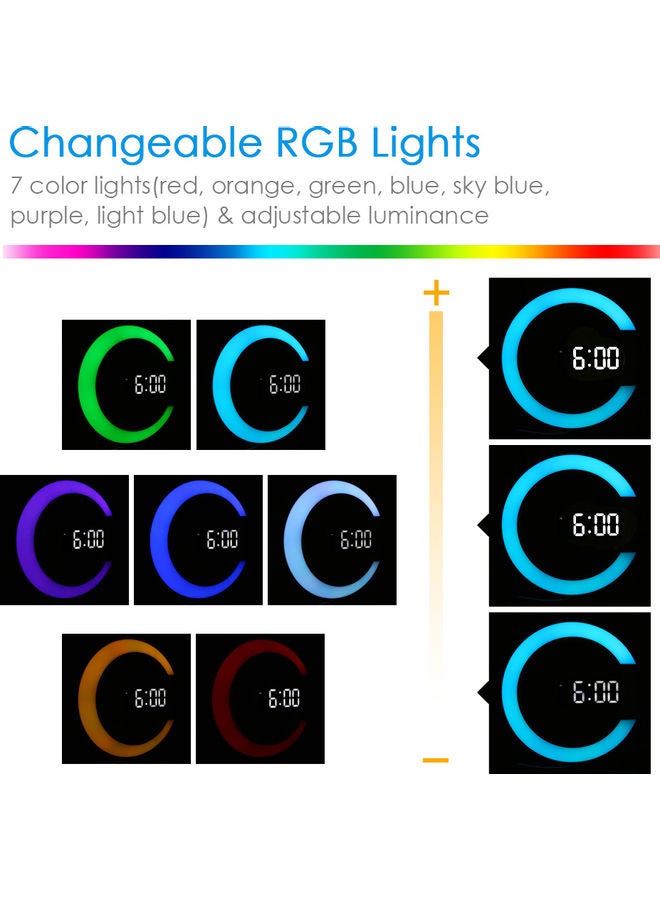 Generic - Changeable RGB Colour Digital LED Alarm Clock Multicolour 34.80*5.00*34.50cm - Image 1