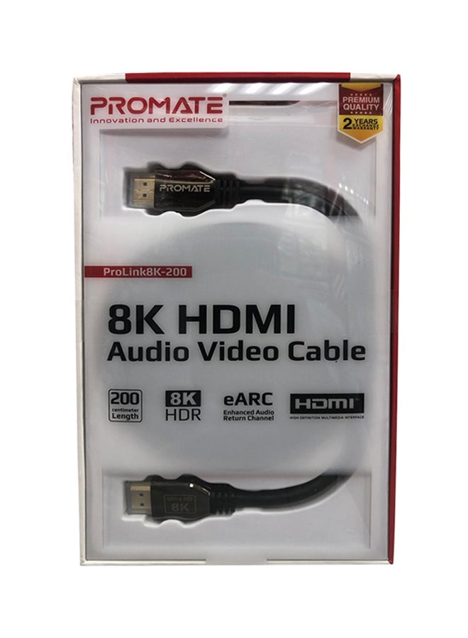 PROMATE 8K HDMI Cable, Ultra High-Speed HDMI 2.1 Cable with 8K HDR, 48Gbps Transfer Speed, 2m Cord Length, 3D Support and Enhanced Audio Return (eARC) for Apple TV, Xbox, PS4, Projector, ProLink8K-200 Black  - Image 1