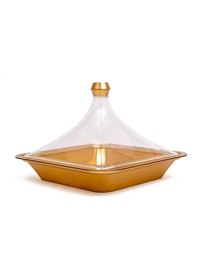 TALIONA Rectangle Bowl With Cover Clear/Gold 36cm - Image 1