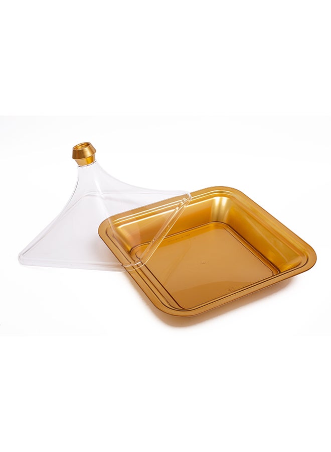 TALIONA Rectangle Bowl With Cover Clear/Gold 36cm - Image 2